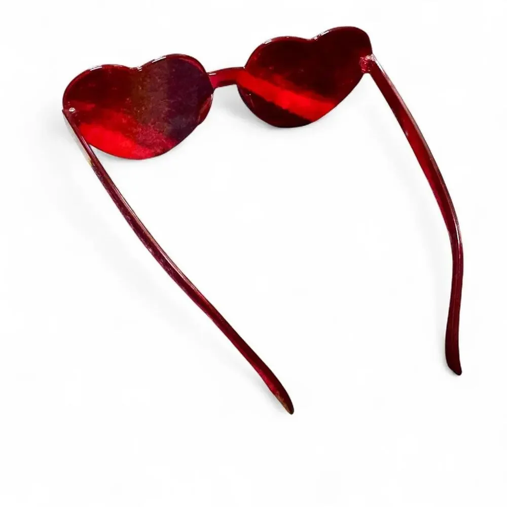 Heart Shaped Bright Red Y2K 90s Summer Pool Party Vibes Sunglasses — One Size